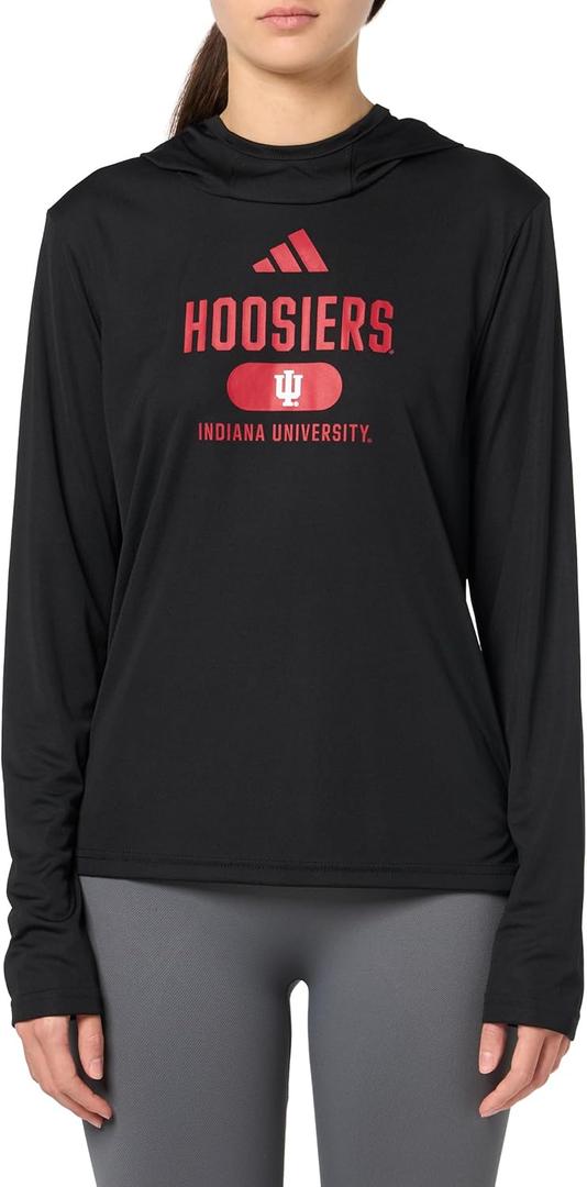 Adidas Women's Designed for Training Indiana University Lightweight Hoodie (Medium, Black/Team Victory Red/Indiana University)