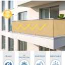 Cool Area 3'x10' Sand Balcony Privacy Screen Fence Cover HDPE Mesh Fabric with Grommets UV Protection Weather-Resistant Wind Screen for Outdoor, Backyard, Deck, Porch, Patio, Apartment Railing