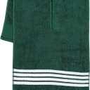 The Tour Towel | Large Golf Caddy Towel Terry Cloth, Absorbent 19" x 44", Center Cut, Perfect Hang Golf Cart Accessory and Golf Bag, Multiple Colors (Green W/White Stripes)