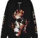 Offset Unisex Adult Offset Fire Zip Hoodie, L, Black