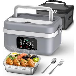 ODSD Cordless Electric Lunch Box for Adults, 16000mAh Rechargeable Self-Heating Lunch Box Food Warmer with Timer & Adjustable Heating, 34oz/1L Container with Insulated Bag for Office Car Outdoor