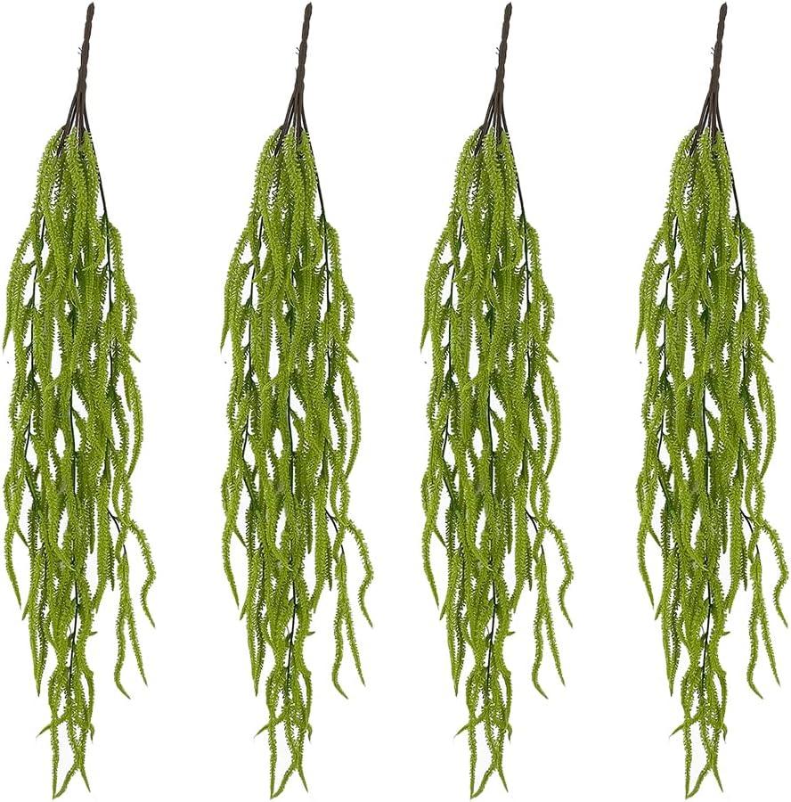 4Pcs Amaranthus Hanging Wedding Flowers 32" Green String of Pearls Plant for Wedding Arch Flowers, Garlands, Wisteria Flowers Arrangement, Rustic Vase Decoration