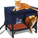 Rugged Heated Cat House for Outdoor Cats in Winter, Extremely Insulated & 100% Weatherproof, Elevated Feral Cat Shelter with Waterproof Eaves & Safe Escape Door for Stray & Barn Cats