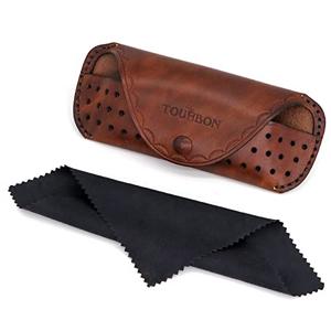 TOURBON Leather Eyeglass Carrying Case Belt Holder Reading Glass Protective Pouch TOURBON Leather Eyeglass Carrying Case Belt Holder Reading Glass Protective Pouch