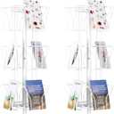 Gisafai 2 Pcs Rotating Countertop Greeting Card Rack White 25'' H x 12'' D 24 Pockets Total Business Metal Wire Rotating Book Rack with Sign Clip for Thrift Retail Grocery Convenience Stores, 3 Tiers
