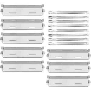 Gas Burner and Heat Plate Shield Stainless Steel Grill Replacement Parts for Members Mark GR2039201-MM-00, Bakers and Chefs ST1017-012939, Outdoor Gourmet GD430, Set of 8 Pack Heat Tent & Burner Tube