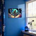 16x24 Framed Space Astronaut Skateboard Canvas Wall Art Colorful Poster