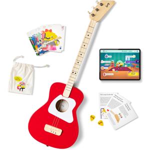 Loog Pro Acoustic kids Guitar 3-strings Ages 6+ Learning App and Lessons Included Red