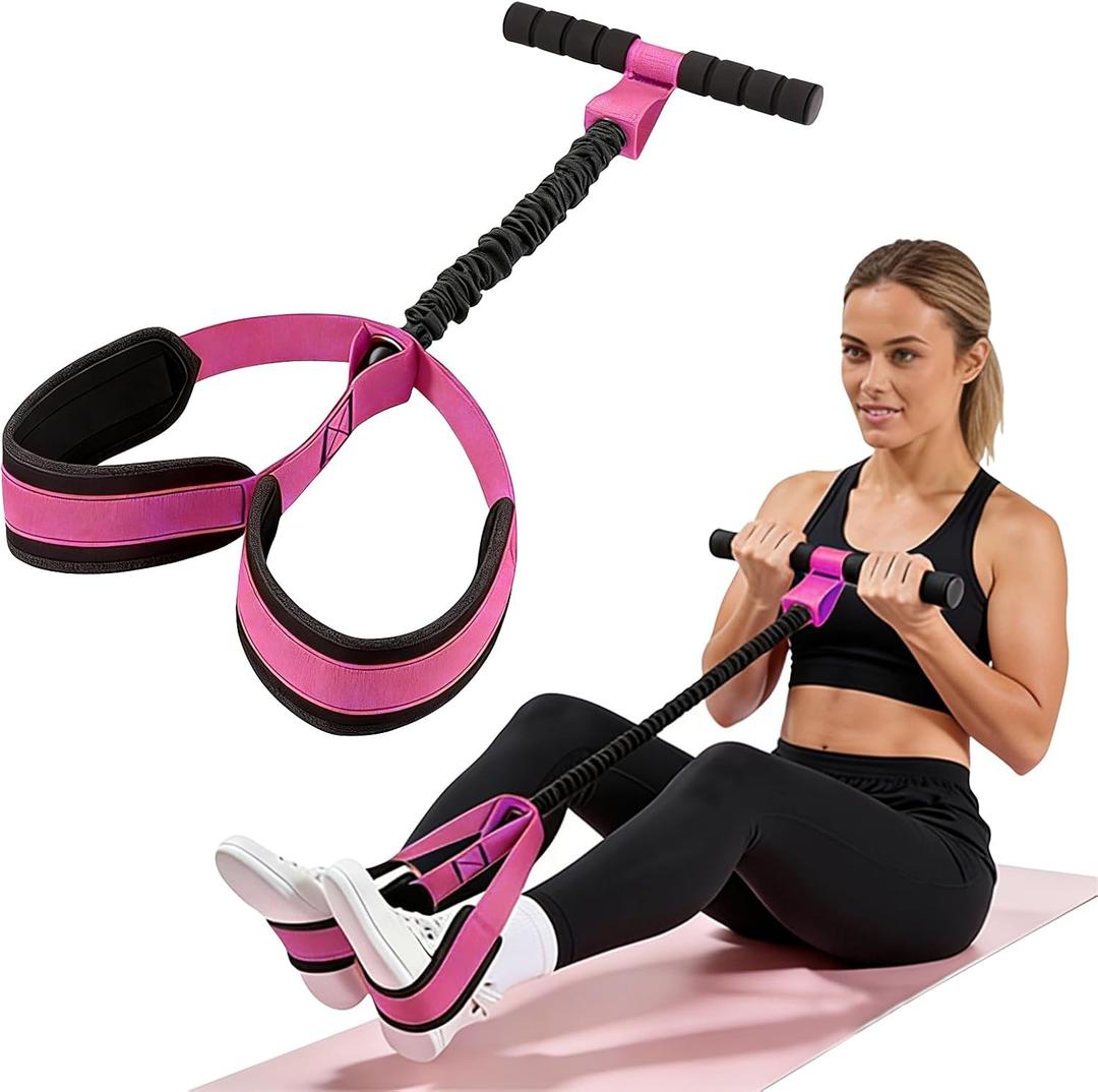 55LBS Pedal Resistance Band with Handle, Upgraded Durable Adjustable Tube Foot Pedal Device Puller Exercise Bands, for Abs Arm Leg Waist Workout, Core Pilates for Full Body Training