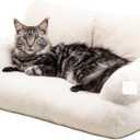 FJJRTWDG Soft, Detachable Bottom Anti-Slip and Fluffy Pet Sofa, Artificial Pet Sofa, Suitable for Small Indoor Cat and Dog Pet Beds Suitable for Indoor Pets(: Beige)