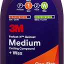 3M Perfect-It Gelcoat Medium Cutting Compound + Wax, 36106, 1 Quart, One-Step Process, P1500 and Finer Scratches, Fiberglass Oxidation Remover for Boats and RVs