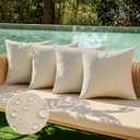 MIULEE Pack of 4 Decorative Outdoor Throw Pillow Covers Linen Waterproof Pillow Covers Farmhouse Cushion Cases for Patio Garden Tent Balcony Couch Sofa 16x16 inch Beige