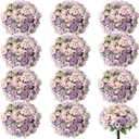 Tigeen 24 Bundles Peonies Artificial Flowers Faux Roses Silk Flowers Hydrangea Artificial Bouquet for Wedding Table Centerpiece Floral Vase Home Office Bridal Decor (Purple)