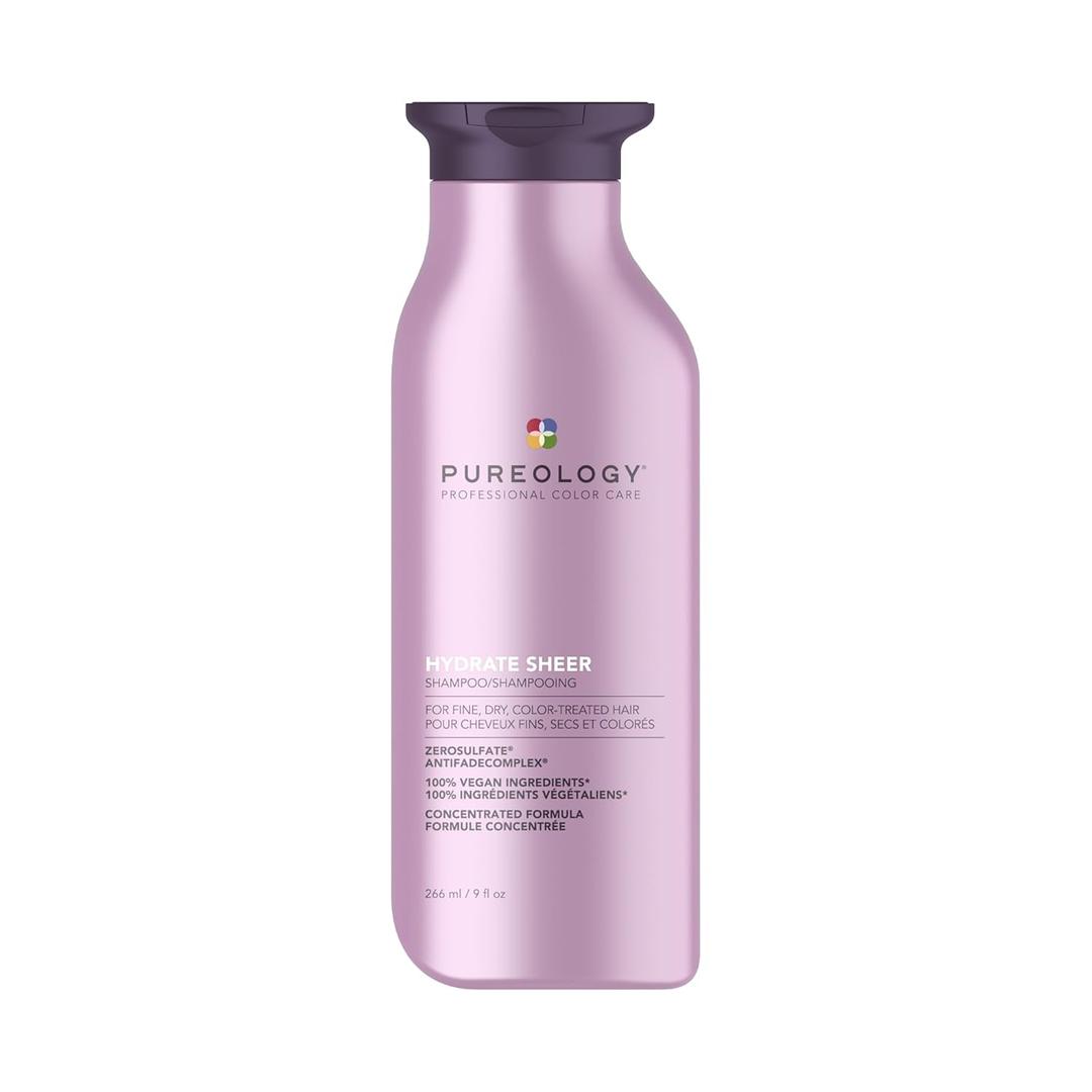 Pureology Hydrate Sheer Shampoo - Lightweight Hydrating Shampoo For Fine or Dry Color-Treated Hair, Silicone-Free & Vegan (9 Fl Oz (Pack of 1))