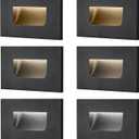 FTL Stair Lights Indoor LED Outdoor Step Lights 12V, Low Voltage 3000K/4000K/5000K Color Changing Deck Stair Light 3.5W 150LM Stairway Lighting, Waterproof Deck Step Lights Black Aluminum, 6 Pack