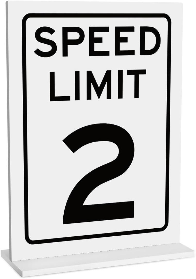 Race Car Birthday Decor, Speed Limit 2 Sign, Fast One, Race Car Birthday Party Decorations, 6x8 Inches Acrylic Sign With Stand, Let's Go Racing Party Supplies for Boy Race Fans