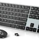 Wireless Keyboard and Mouse Combo - Ultra Slim- 2.4GHz Wireless Connection-Adjustable 1600 DPI Compact Silent Full Size Keyboard and Mouse Set for PC, Laptop (Blue-Black)