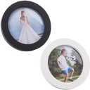 FINGERINSPIRE 2Pcs Round Wooden Photo Frame Round Photo Display Frame Wall Hanging Picture Frames for Home Office Wall Decor Inner Diameter 4.5 Inch Black & White