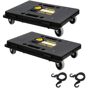 Furniture Dolly,Moving Dolly 4 Wheels Heavy Duty,16in-11in 500lbs Capacity,Furniture Movers Dollys with Wheels,Small Flat Cart with 2 Ropes, 2 Pack, Black (Black)
