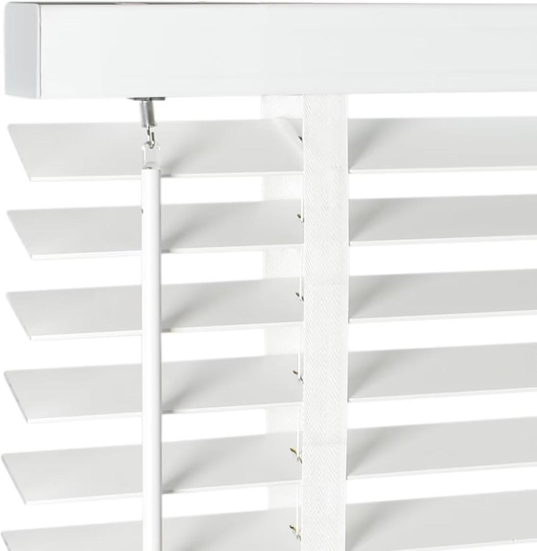 2" Cordless Solid Wood Blinds for Indoor Window,35.5" W x 48" H White