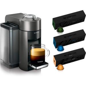 Nespresso ENV135GY Coffee and Espresso Machine by De'Longhi, Graphite Metal Nespresso Vertuoline Coffee, Assortment, 30 Capsules