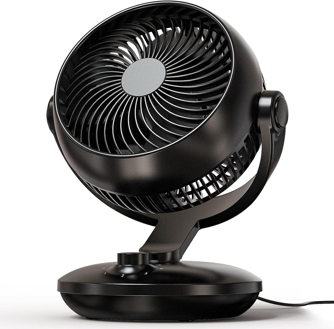 CARONSORT Desk Oscillating Fan, AC Air Circulator Fan, 11 Inch Table Fans for Whole Room, Vertical Manual + Oscillating Fan, 3 Speeds, Quiet Fan, for Bedroom/Dorm/Office/Home, Medium