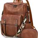 Backpack Purse for Women PU Leather Back Packs Designer Ladies Shoulder Bag Fashion Faux Work Travel Handbags (Two-toned Brown)