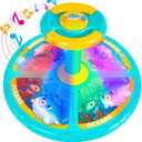 Sit and Spin, Christmas Birthday Gift Toddlers Sit and Spin Toy for 1-2 3 4 Years Old Girl Boy, 360 Ocean Interactive Sensory Spinning Toys for Ages 2-10 Kids LED & Sound with Free Stickers