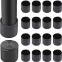 16Pcs 1-1/2 Inch (38mm) PVC Chair Leg Tips Caps, Round Non-Slip Folding Chair Leg End Caps Black Furniture Table Feet Caps Floor Protector Cups for Hardwood Floors