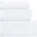 GLAMBURG Ultra Soft 3 Pack Cotton Towel Set, Contains a Bath Towel 28x55 inch, a Hand Towel 16x24 inch & a Wash Coth 12x12 inch, Ideal Everyday use, Compact & Lightweight - White