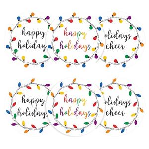 Anwyll Happy Holidays Stickers - 120Pcs 2Inch Holiday Cheer Gift Stickers Merry Christmas Gift Sticker Self Adhesive Christmas Envelope Seals Labels Light Xmas Sticker for Gifts Presents Cards Decor