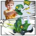 2 x iPlay, iLearn Kids Dinosaur Cars Launcher Toys Set, Boys Dino Ejecting Vehicle Playset, Toddlers Mini Push Go Catapult, Press to Launch, Cool Birthday Gifts Party Favors for 3 4 5 6 Years Old Children