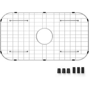 Sink Protector Grid 26-1/16" x 14-1/16", Centered Drain with Corner Radius 3-1/2", 304 Stainless Steel Material (Centered Drain) for Single Bowl Kitchen Sink