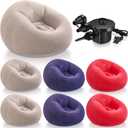Realspring 6 Pcs Inflatable Bean Bag Chairs for Adults with Electric Air Pump, Blow up Couch Folding Portable Inflatable Couch Lazy Sofa for Outdoor Movie Night Camping(Coffee,Blue,Red,6 Pcs)