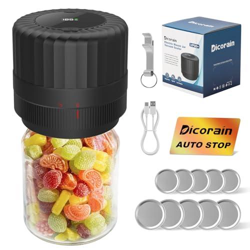 Electric-Mason-Jar-Vacuum-Sealer, Automatic Wide Mouth and Regular Mouth Mason Jar Vacuum Sealer Kit, VP06+ Vaccum Sealer for Jars with Opener & 5 Pairs of Lids