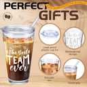 Patelai 10 Set Thank You Gifts Employee Appreciation Gifts Bulk 20 oz Glass Tumbler with Lid and Straw for Social Worker Staff Colleagues Teachers Nurse Gift Customer Retirement Present(Team)