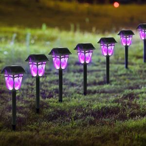 Dynaming Solar Purple Flame Torch Lights, 9-Pack Flickering Flame Outdoor Halloween & Garden Lights, Auto On/Off