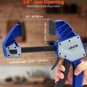 VEVOR Bar Clamps for Woodworking, 2-Pack 24 inch One-Handed Clamp/Spreader, Quick-Grip F-Clamp with 340 lbs Load Limit, Premium Plastic and Carbon Steel, for Woodworking Metal working, Blue + Black