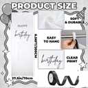 Tingjoo 27 78 Inch Happy Birthday Fabric Banner Long Birthday Party Decorations Backdrop Coquette Rustic Photo Props Sign with Bow Hanging String for Party Indoor Outdoor Yard Wall Decor(Black)