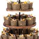 3 Tier Cupcake Stand, Large Wood Tiered Serving Tray Cupcake Tower, Serving Stand Display Dessert Cookie Candy Buffet Holder for Home Tea Party, Wedding, Farmhouse Decor, Kitchen Decor