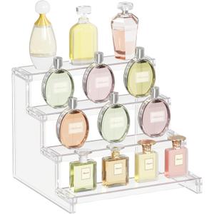Lifewit 4 Tier Clear Display Risers Stand, Plastic Organizers for Figures, Cupcake, Perfume, Dessert, Desktop Display Stand for Organize and Decoration