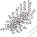 FINGERINSPIRE Handcrafted Rhinestone Beaded Applique Patches 8.5x4.3x0.4 Inch Bright Crystal Patches 3D Flower Rhinestones Appliques with 2ps Hair Bobby Pins for Wedding Dress Clothing Craft DIY