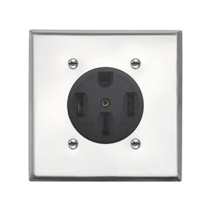 Nema 14-50 Outlet with Square Wall Plate, 50 Amp 125/250 Volt Receptacle, Flush Mounting Receptacle for RV Oven Range and Stove Outlet, 3-Pole 4-Wire, Nema 14-50r Receptacle with Plate