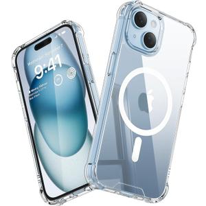 SUCGLES for iPhone 15 Plus Case with MagSafe [Ultra Strong Magnetic] [12FT Military Drop Protection] [Shockproof Bumper] Slim Thin Mag Safe Phone Cover 6.7" for Apple 15plus (Bumper Magnet)
