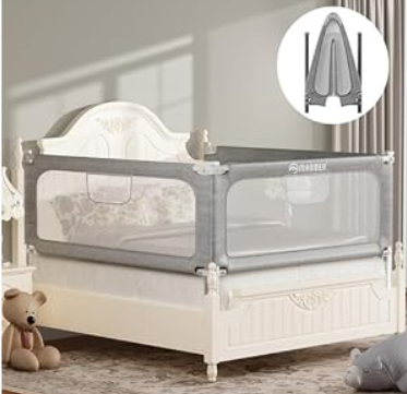 MHOMER Bed Rail for Toddlers, 2 Minutes Quick Assembly Foldable Bed Rails for Queen, King, Full, Twin Size Bed, Bed Rail Guard with Steady U-Shape Base for Toddlers, Baby, Kids (1 Piece, 74.8")