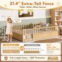 Bellemave Queen Floor Bed Frame with 21.4" High Fence, Solid Wood Queen Montessori Floor Bed for Kids, Low to Ground Full Enclosure Platform Beds, No Box Spring Needed, Natural