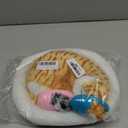 3Pcs Sleeping Cats Toy, Breathing Cat on Cushion Mini and Kittens in Slipper Decor Hand Toy Gift for Kids Boys Girls (Stripe)