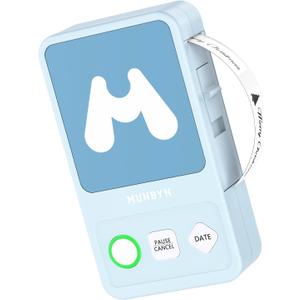MUNBYN Label Maker Machine with Tape, Print Date with One Click FM520 Portable Bluetooth Label Printer for Office Home Storage (Blue)
