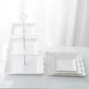 Tosnail 3 Pack 3 Tiers White Plastic Cupcake Stand Dessert Stand Tiered Serving Trays - Round, Square, Flower