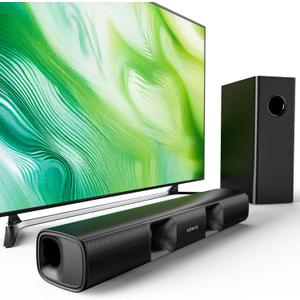 Sound Bar for Smart TV, 90W Compact Soundbar TV Speaker with Subwoofer, 2.1Channel Home Theater Surround Sound System with Crisp Vocals and Deep Bass for TV PC Projector.